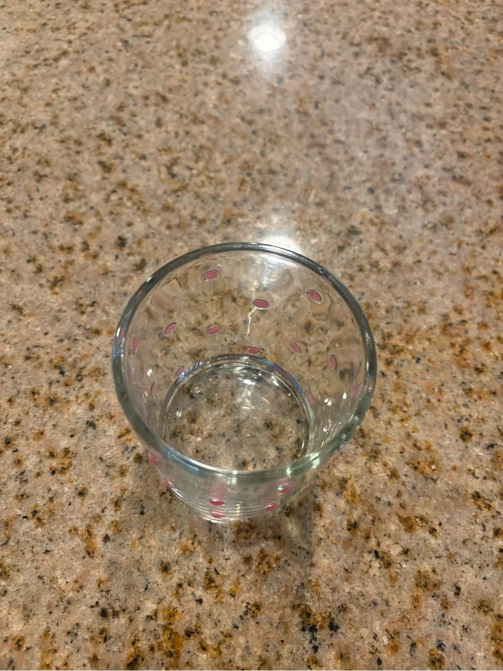 Clear Glass Cup with Pink Polka Dots